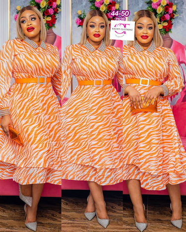 Belted Long Sleeve Stone Dress - OTRachy collection LLC